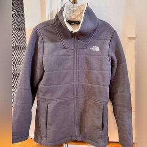 North face sweatshirt jacket, grey, women’s size Medium